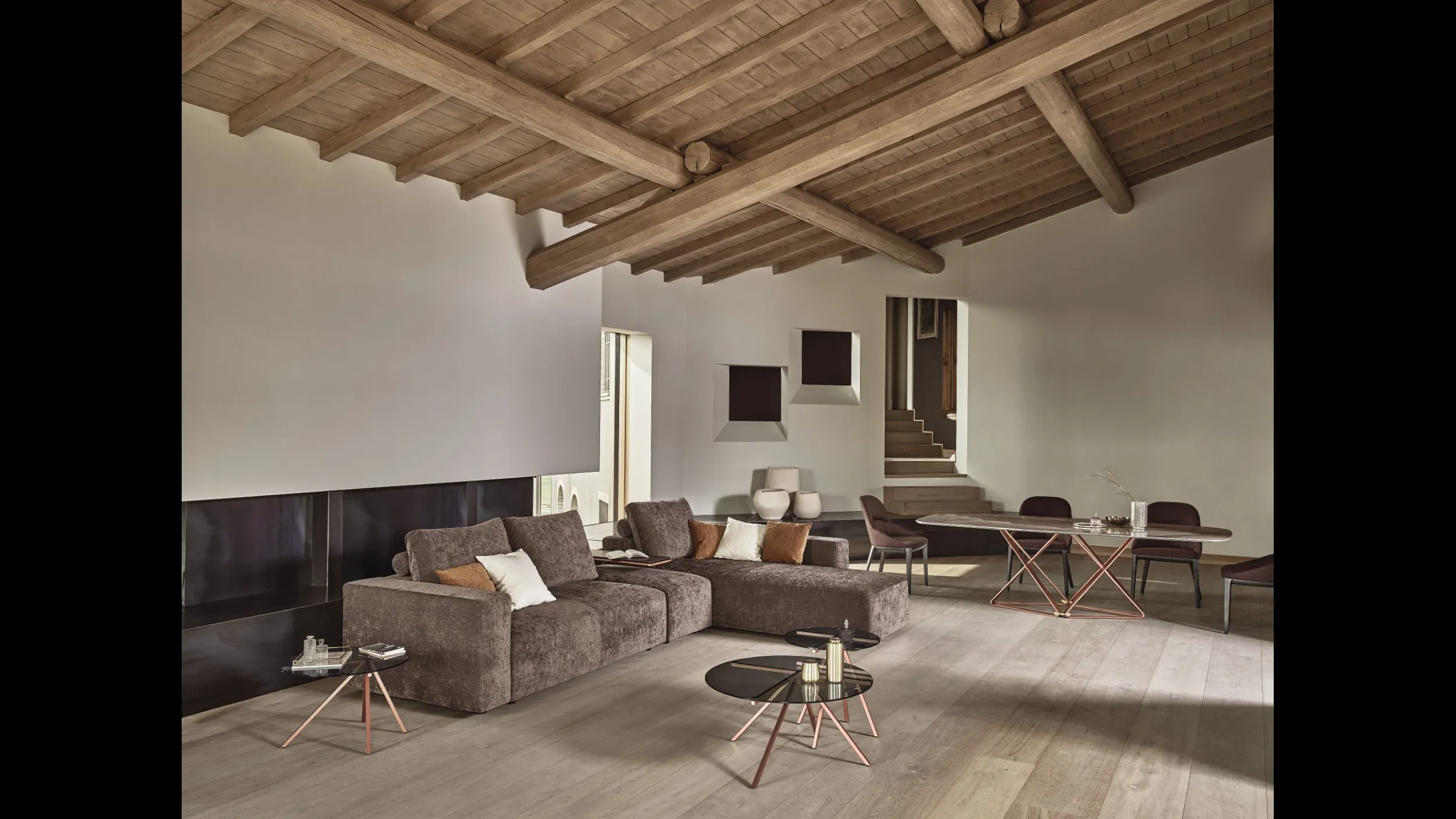 Tavolino Ray in cristallo e acciaio di Bontempi