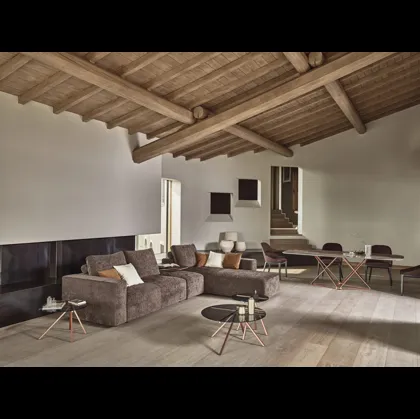 Tavolino Ray in cristallo e acciaio di Bontempi