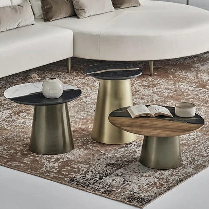 Tavolino Yang in legno e SuperMarmo di Bontempi