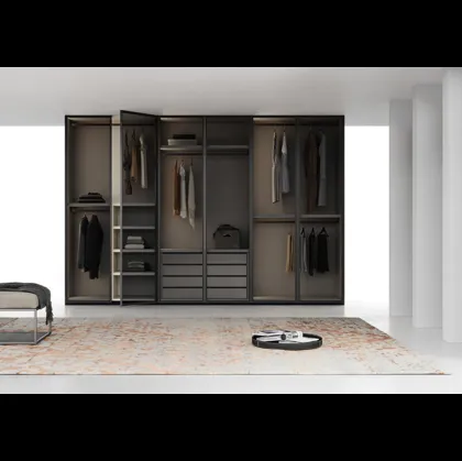 Armadio con anta battente in vetro con profilo in alluminio Linear di Fimar