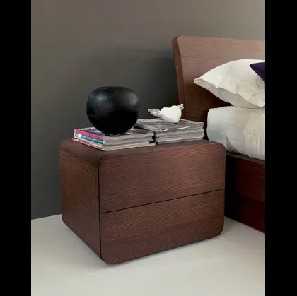 Comodino in legno a 2 cassetti con angoli arrotondati Icaro di Fimar