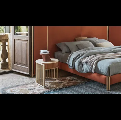 Comodino Palù in legno e cuoio di Pianca