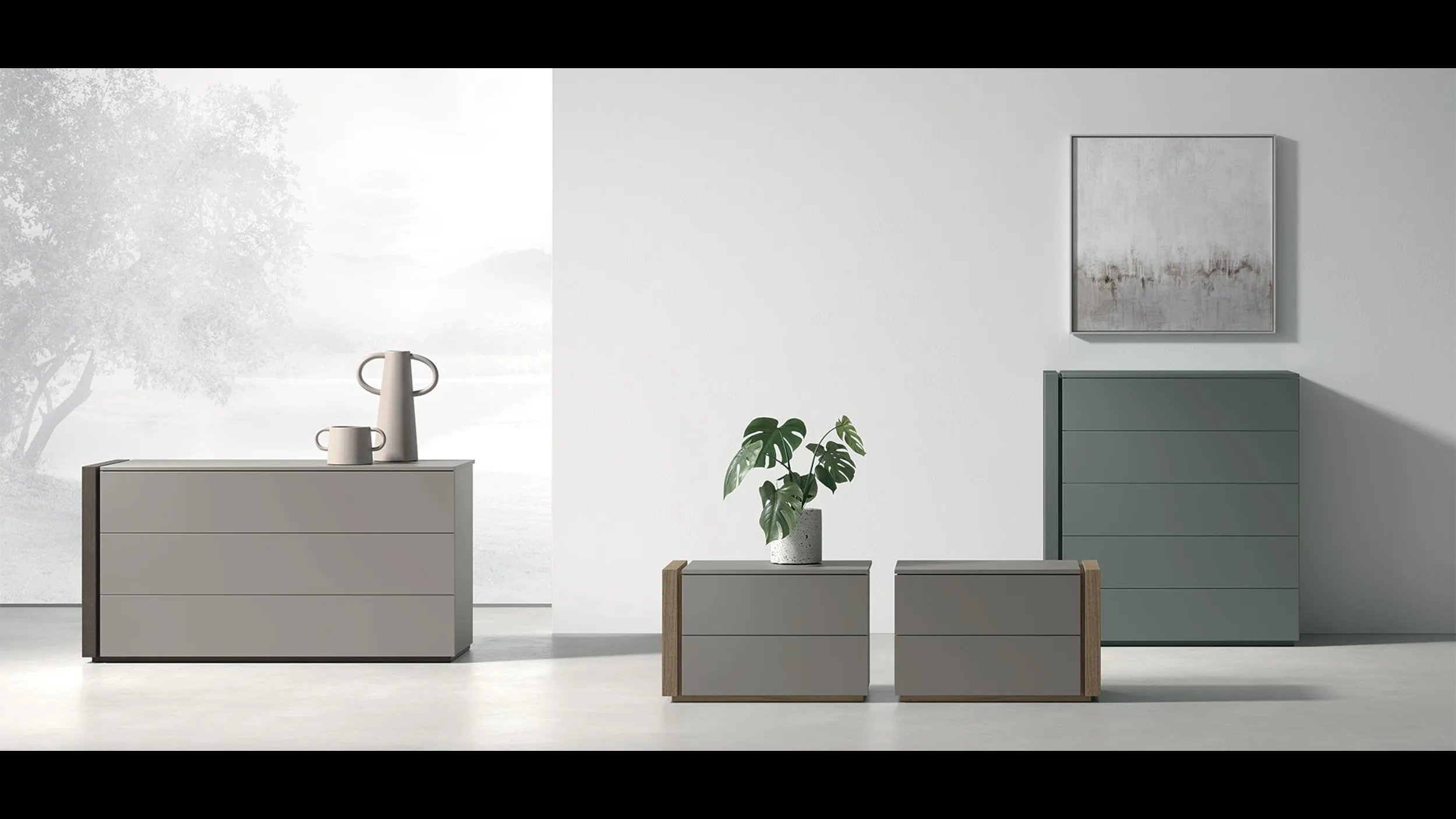 Gruppo Notte Capitol in laccato di Tomasella