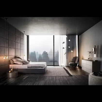 Letto Sommier con Boiserie in ecopelle Imbottita di Pianca