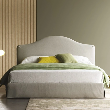 Letto Dalia con testiera sagomata e box contenitore di Biba Salotti