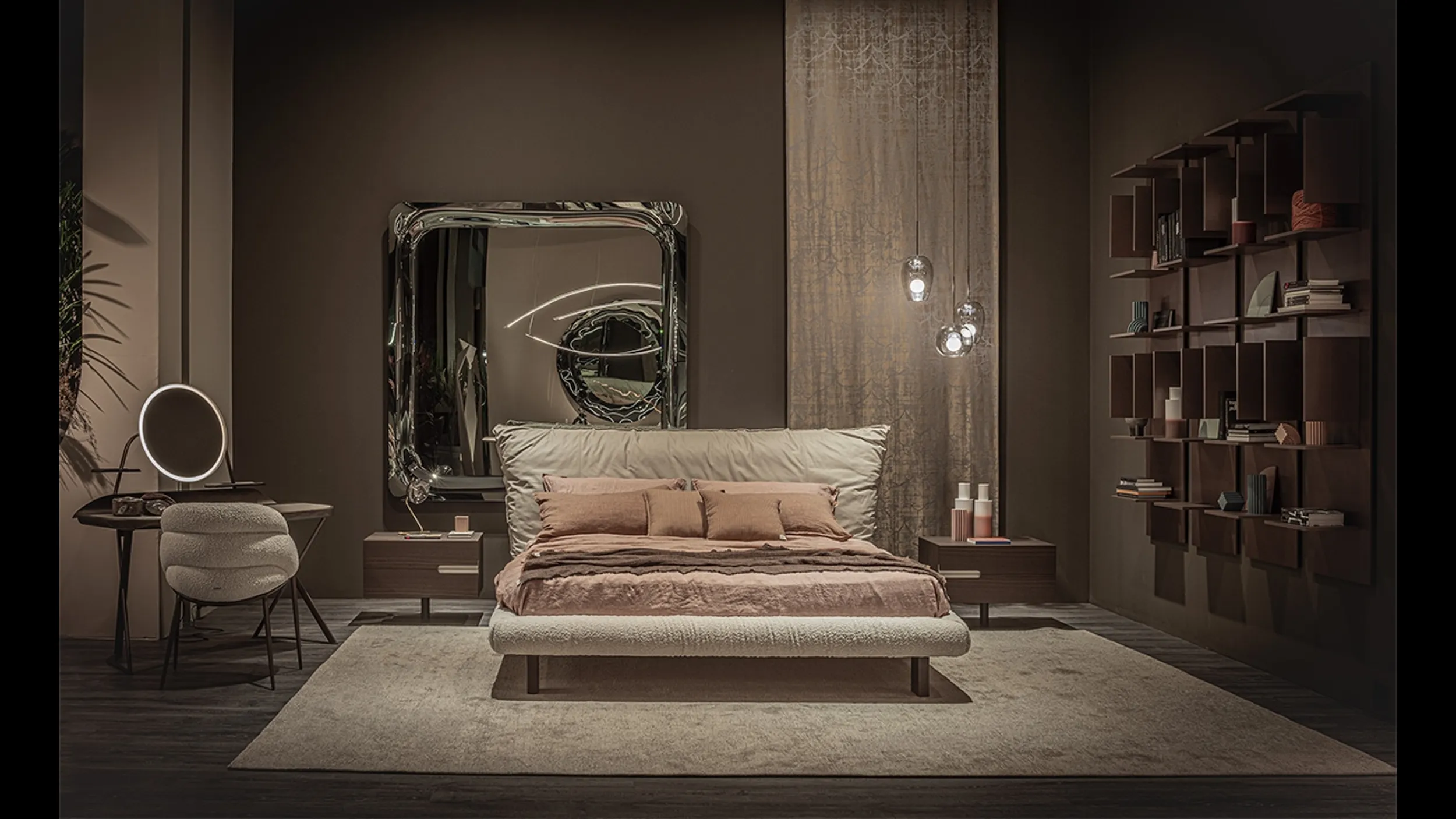 Letto di design Pascal in pelle e tessuto di Cattelan Italia
