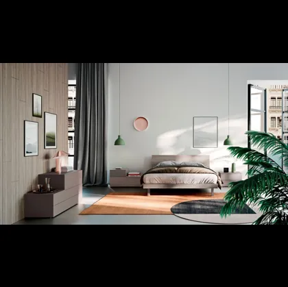 Letto matrimoniale con testiera Trapezio in materico Ossidato di Orme