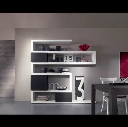 Libreria Side 19 in laccato inverno con contenitori in quercia brown di Fimar