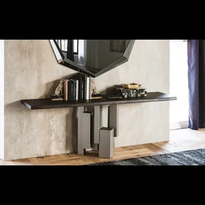 Consolle con base in acciaio e piano in legno massello Skyline di Cattelan Italia