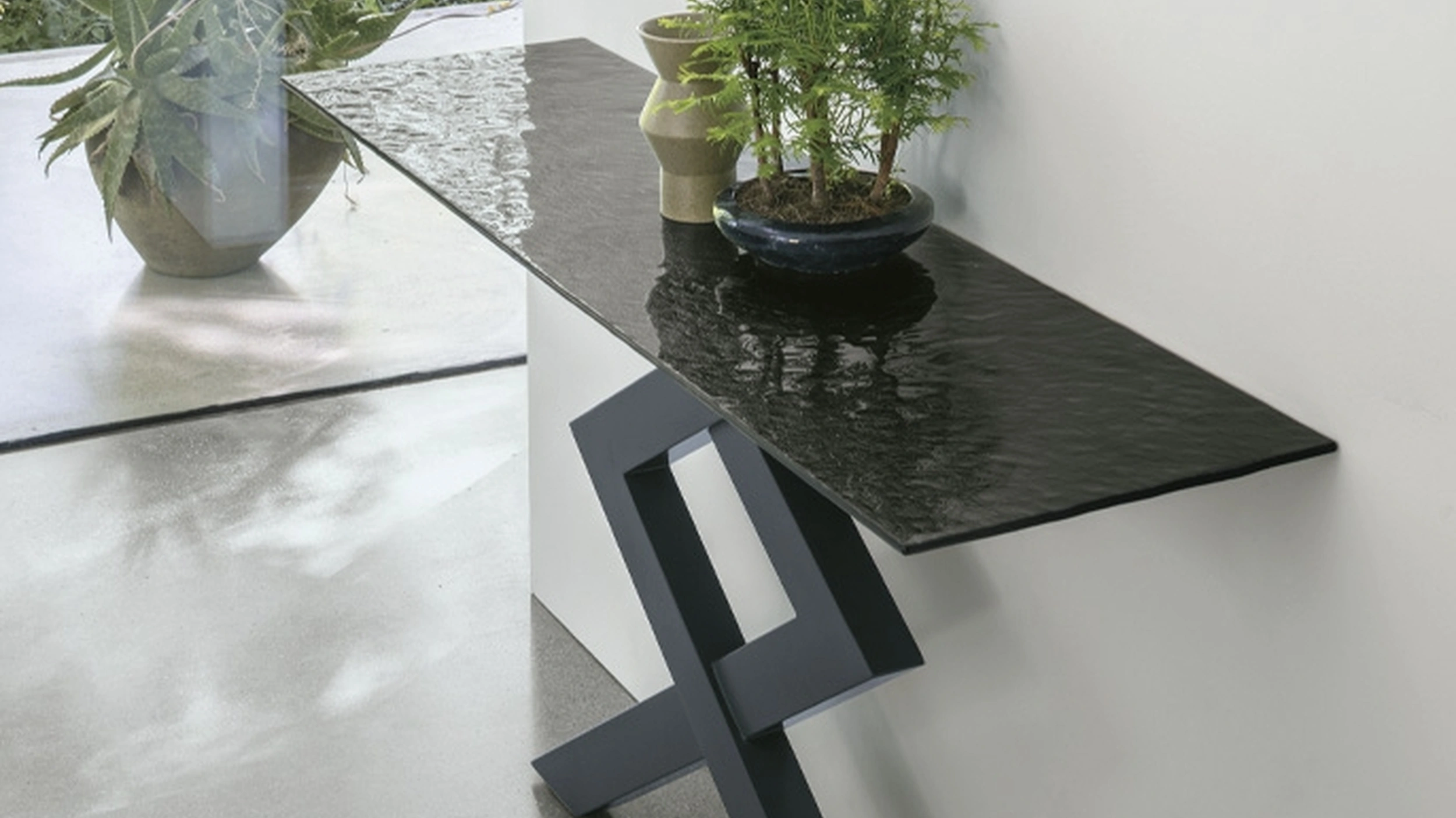 Mobile ingresso Consolle Cross con top in vetro di Target Point