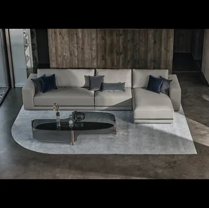 Divano in pelle con penisola Pitagora di Bontempi