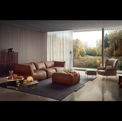 Divano in pelle imbottito Eden di Pianca