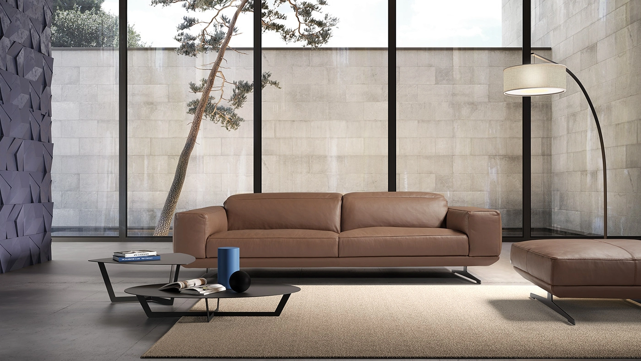 Divano lineare in pelle Gloria di Egoitaliano