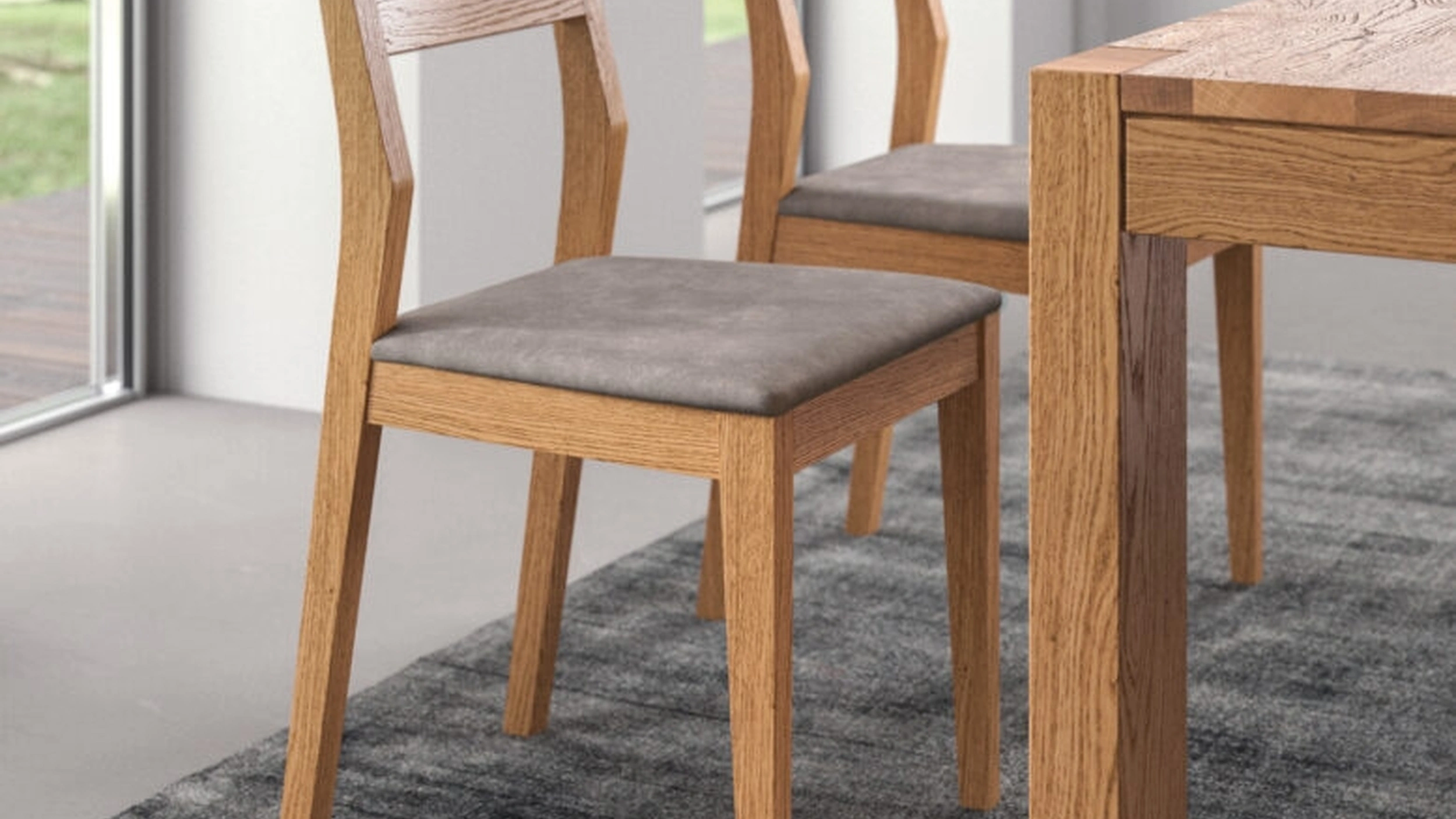 Sedia Ryana in legno con seduta in microfibra di FGF Mobili