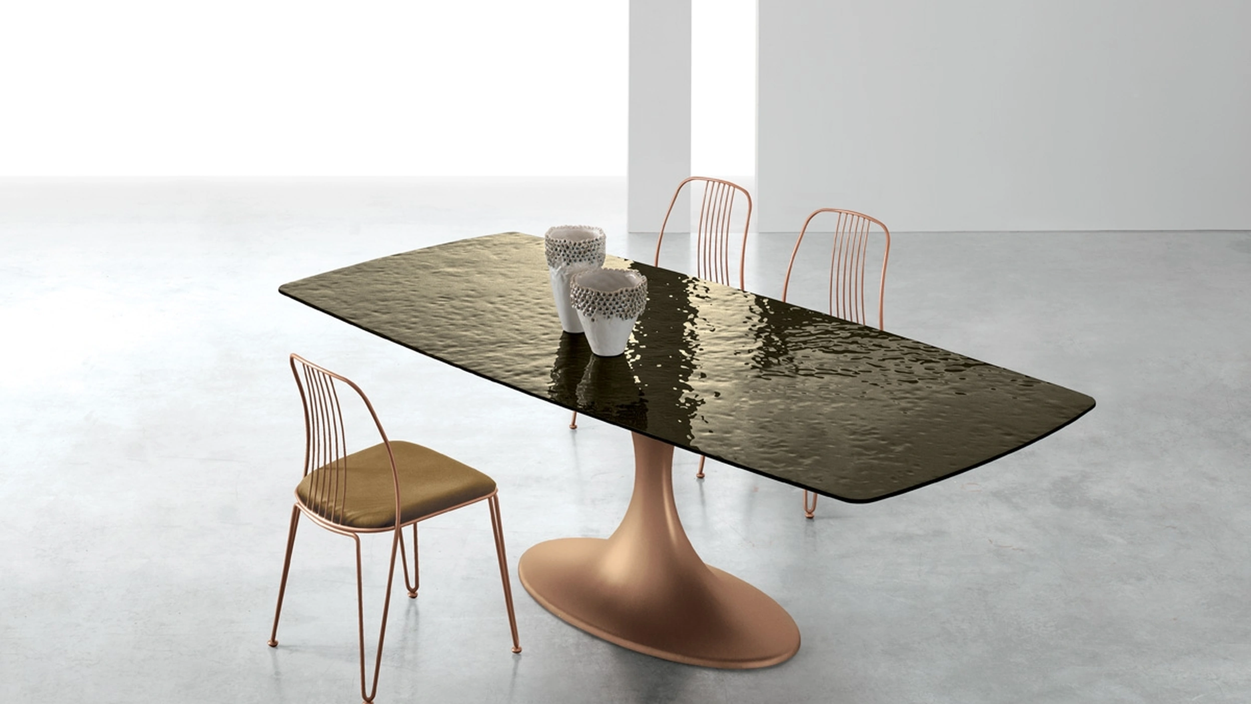 Tavolo Calice con top in vetro Target Point