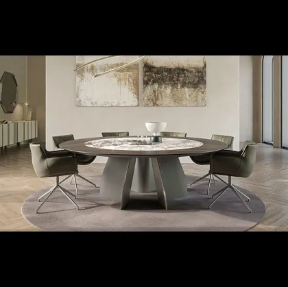 Tavolo con top in legno e ceramica Senator Ker-Wood Round di Cattelan Italia