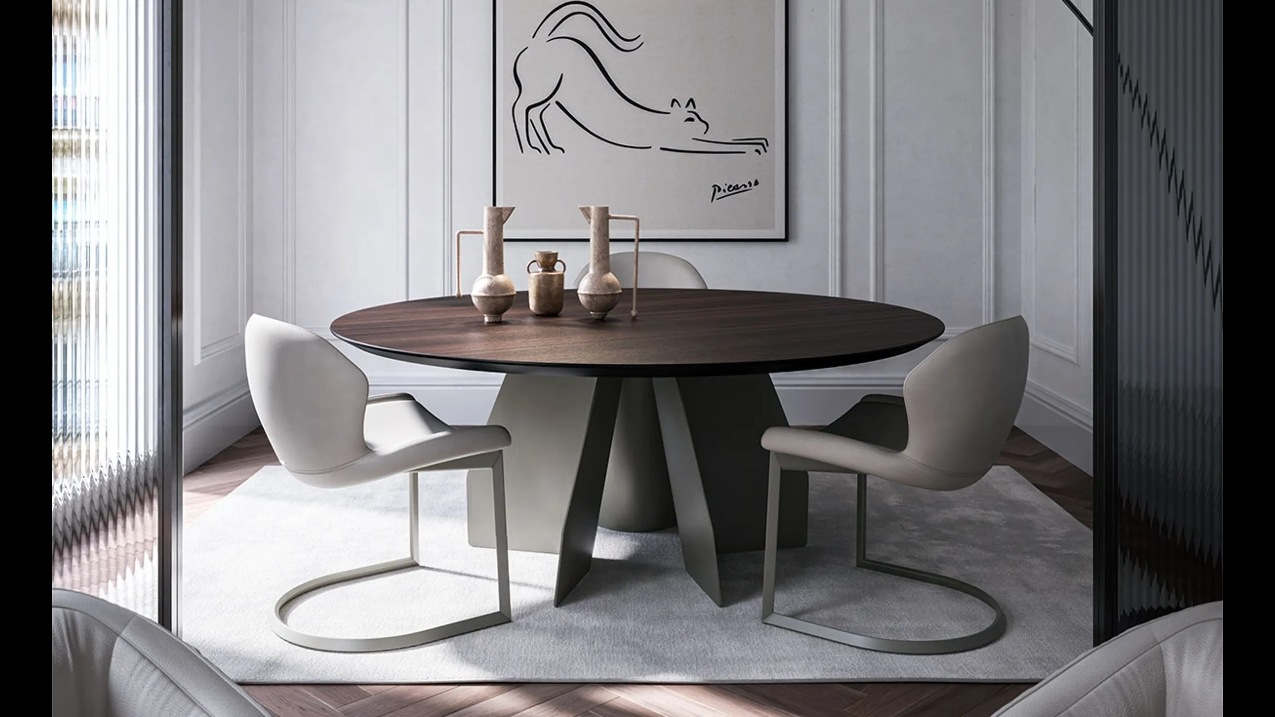 Tavolo con top in legno Senator Round di Cattelan Italia