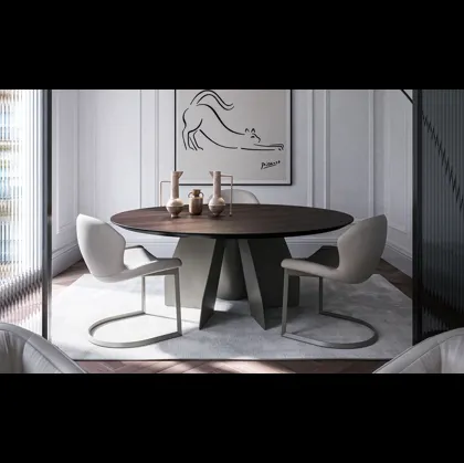 Tavolo con top in legno Senator Round di Cattelan Italia