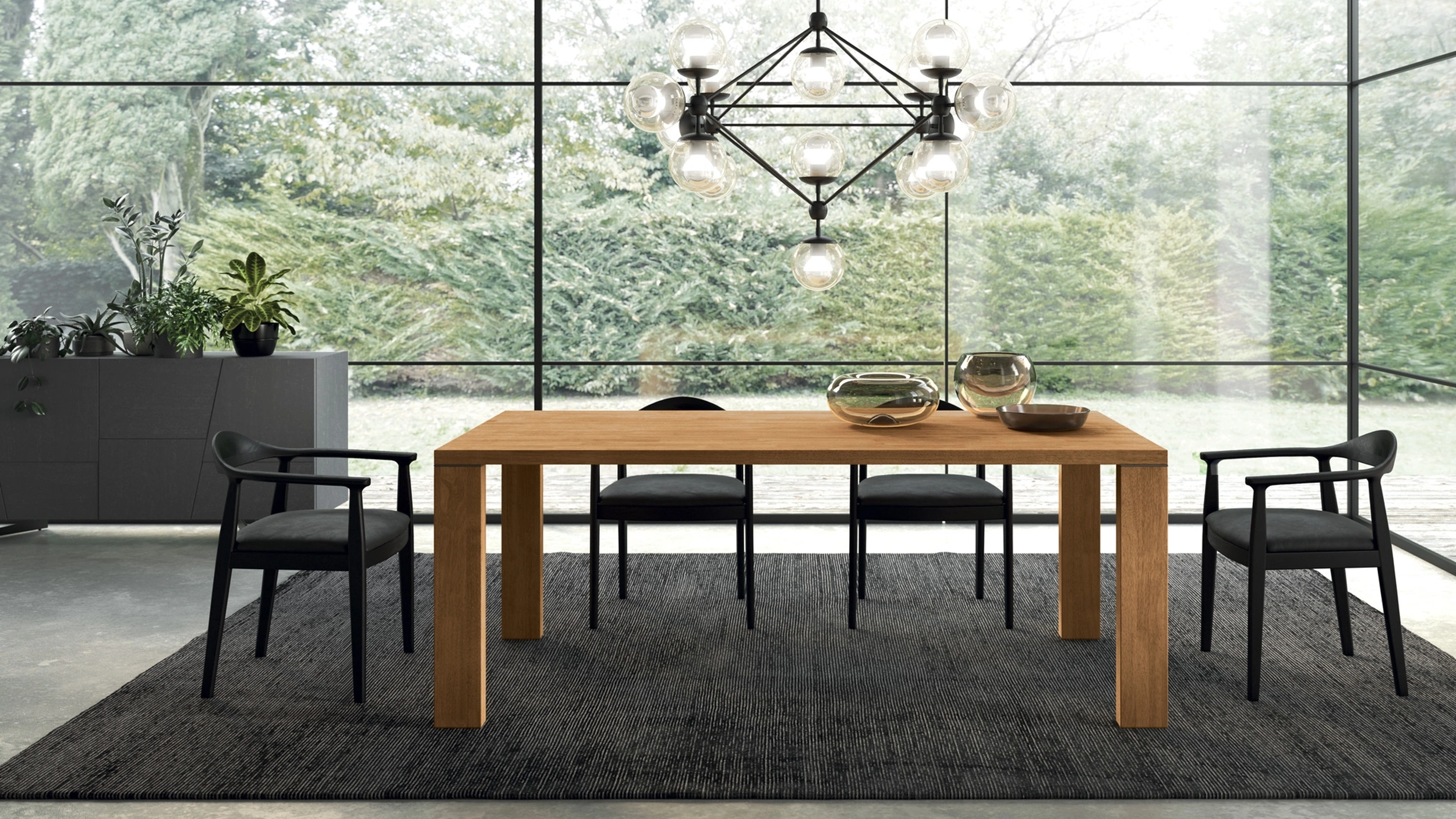 Tavolo in legno finitura Oak con profilo dritto Ego di FGF Mobili