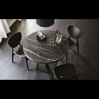 Tavolo rotondo in ceramica con base quadrata Ribot Keramik Bistrot di Cattelan Italia