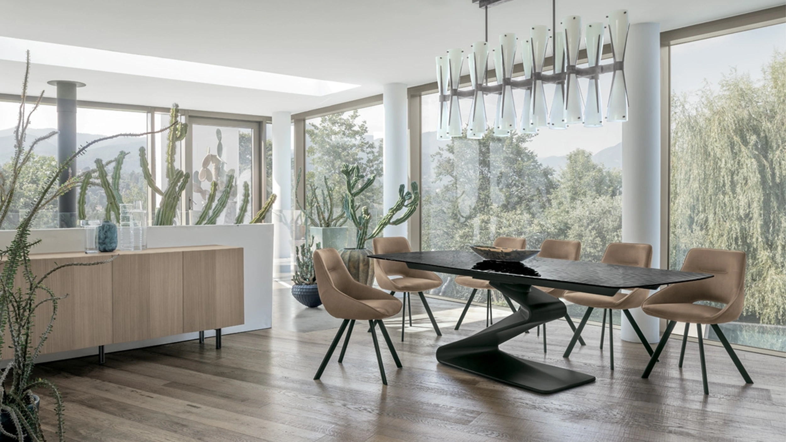 Tavolo Zed con piano in vetro di Target Point