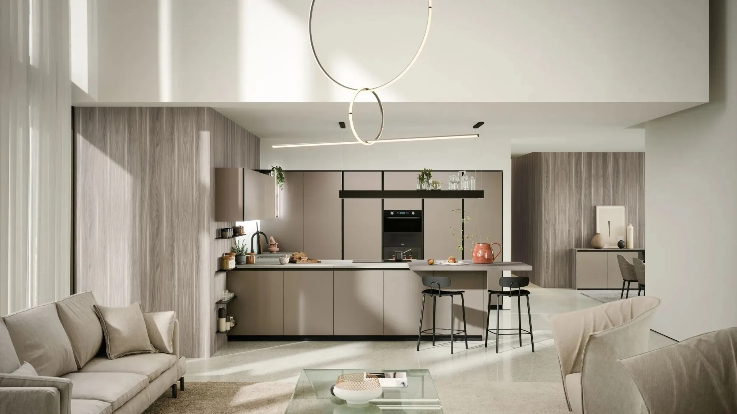 Cucina Moderna con penisola Aria Tech 04 di Forma Cucine