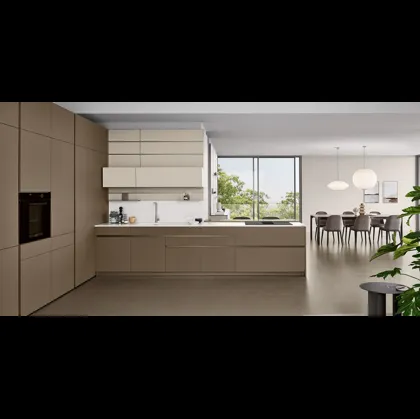 Cucina Moderna angolare Iconica 05 in laccato opaco Cappuccino di Veneta Cucine