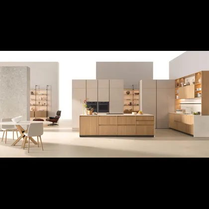 Cucina Moderna con isola Sakura 01 in Rovere Ikebana di Veneta Cucine