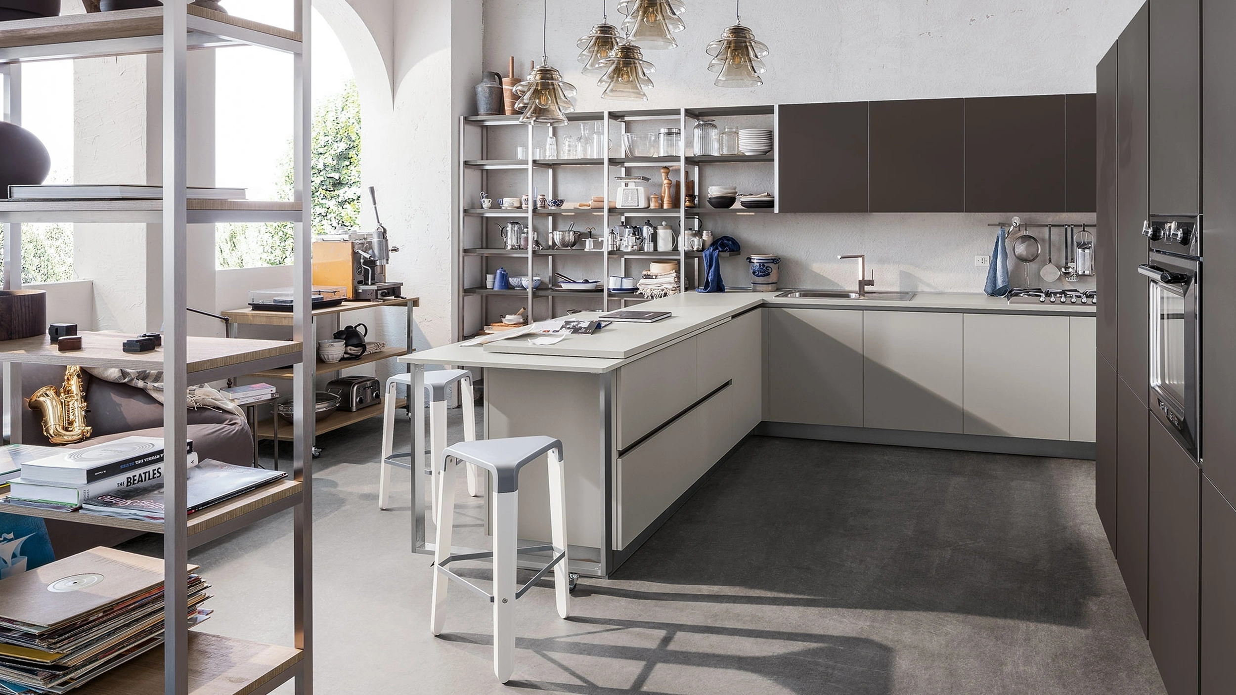 Cucina Moderna Start-Time J 07 finitura Antracite e Grigio di Veneta Cucine