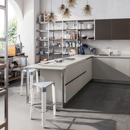 Cucina Moderna Start-Time J 07 finitura Antracite e Grigio di Veneta Cucine